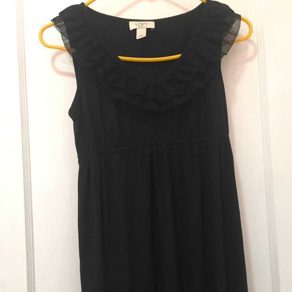 Ann Taylor Loft Petite Ruffle Top Lounge Black Dress XSP - Picture 4 of 7